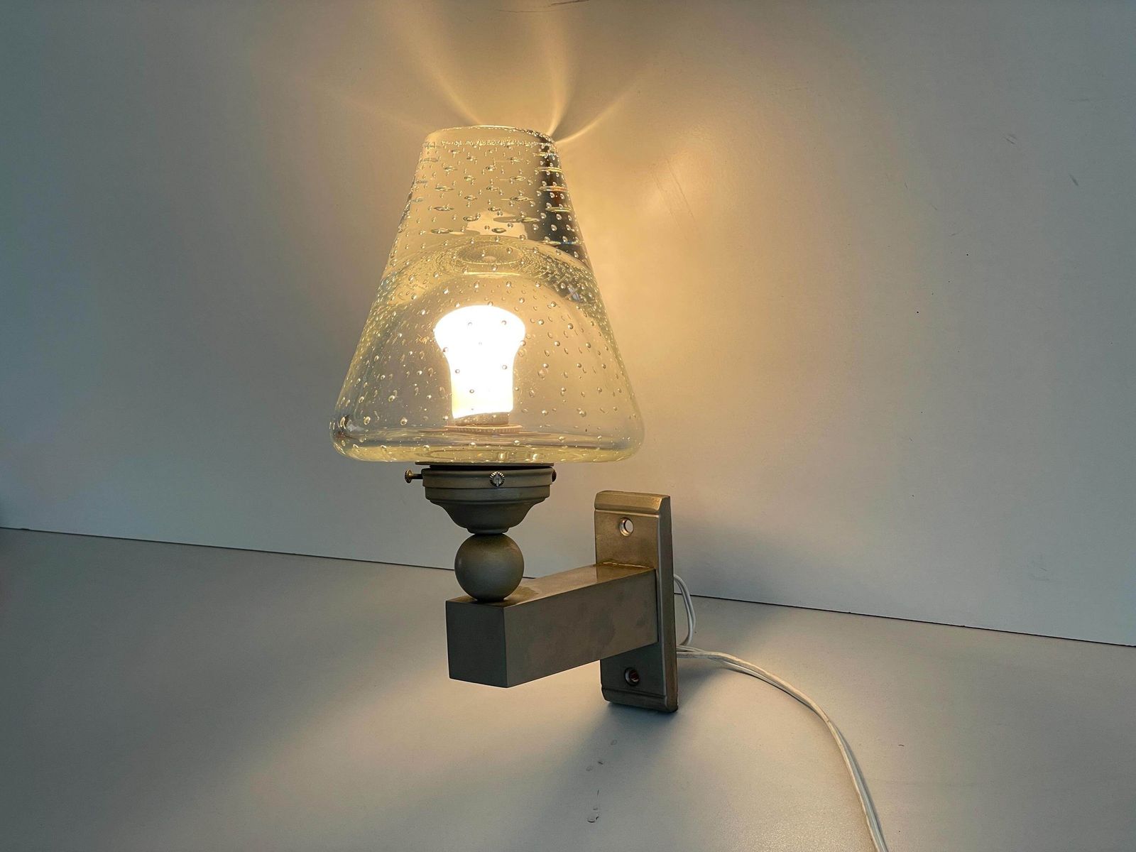 Exclusive Italian Seguso Glass And Metal Luxurious Wall Lamp, 1950s, Italy photo for sale