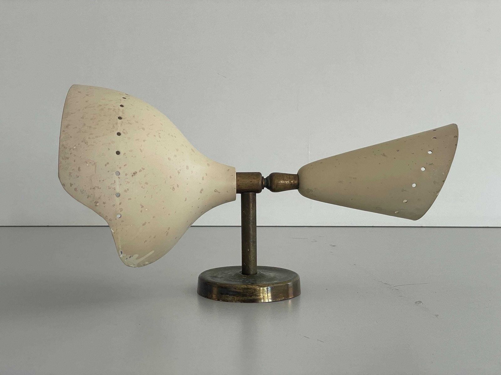 photo for sale Exclusive Italian 2 Head Brass Wall Lamp By Lumen, 1950s, Italy