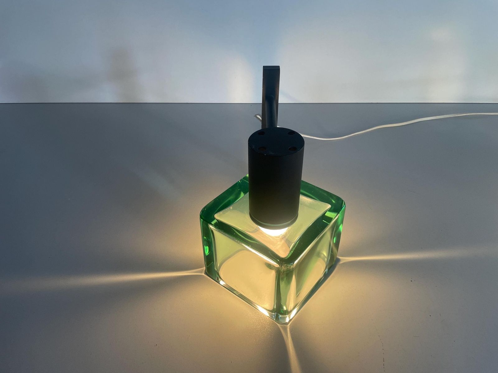 Exclusive Green Glass And Metal Wall Lamp By Seguso, 1950s, Italy photo vintage