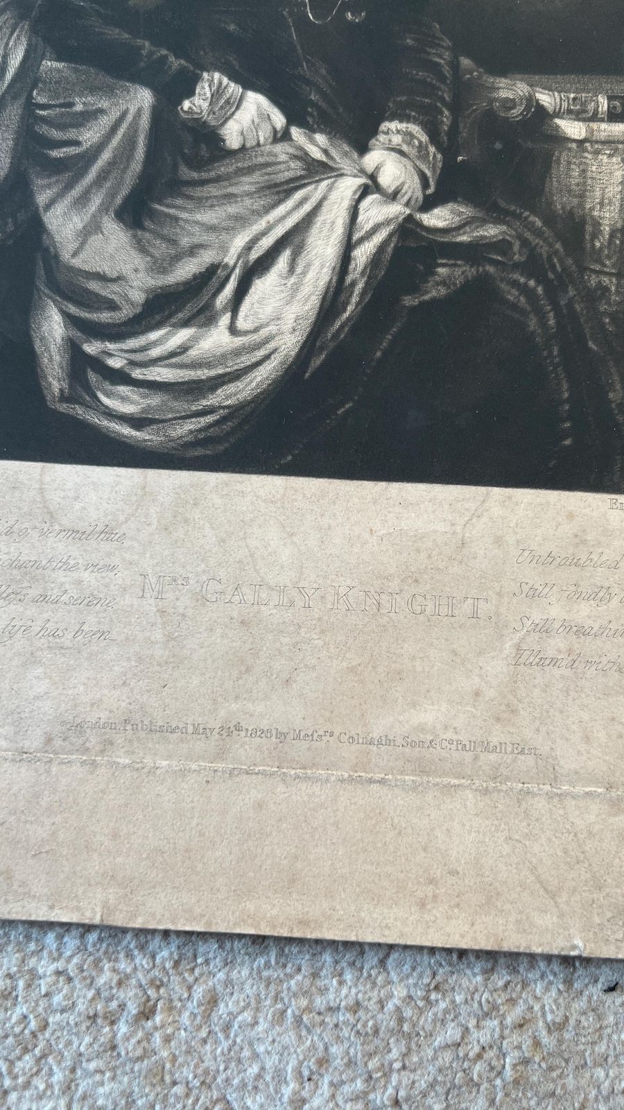 Elegant Georgian Mezzotint Portrait Of Selina Gally Knight By Samuel William Reynolds After Henry Edridge, 1826 photo Art