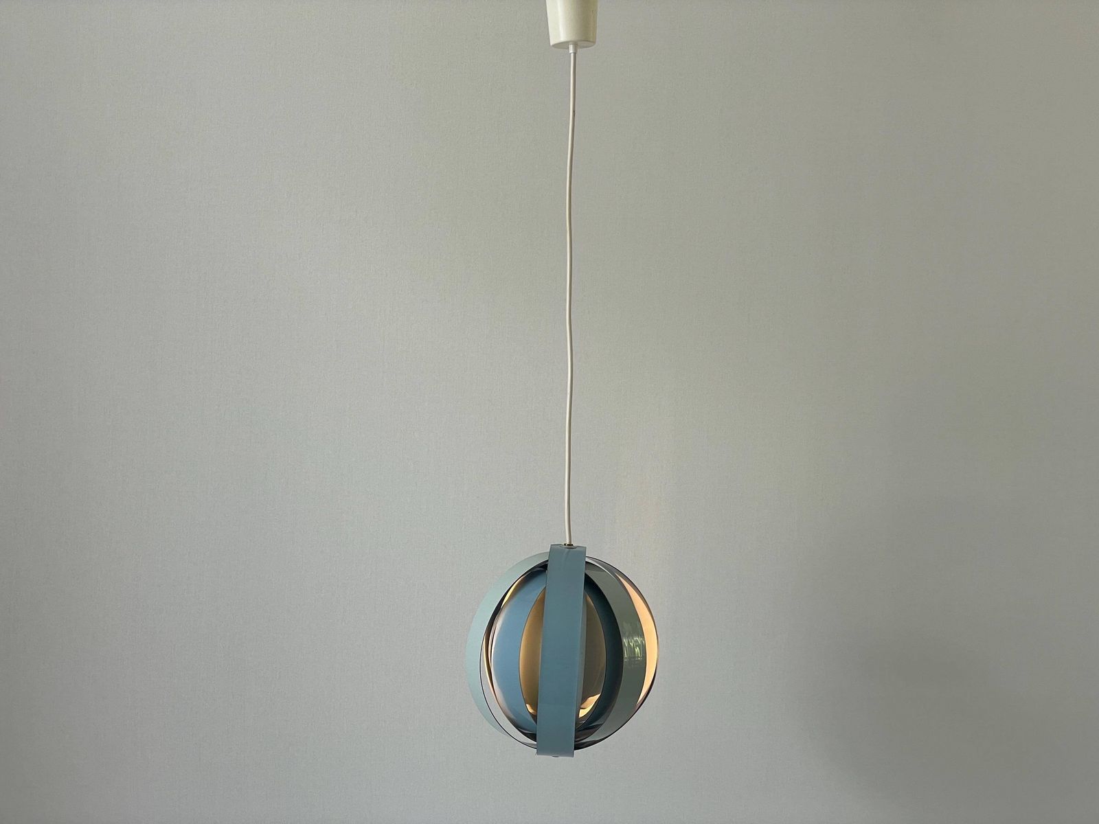 3 Tone Blue Metal Pendant Lamp By Lamell Star Leuchten, 1960s, Germany photo vintage
