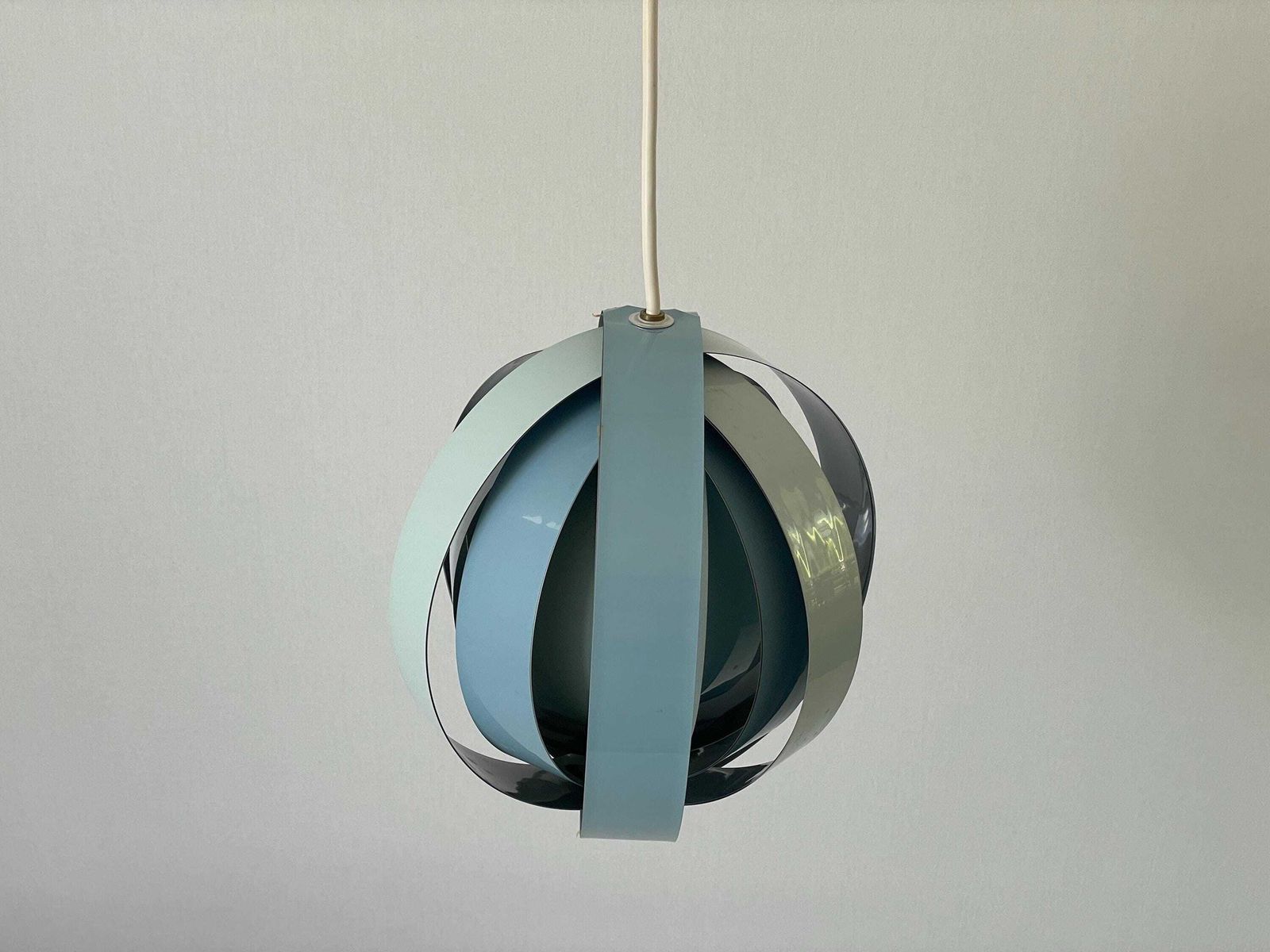 photo furniture 3 Tone Blue Metal Pendant Lamp By Lamell Star Leuchten, 1960s, Germany