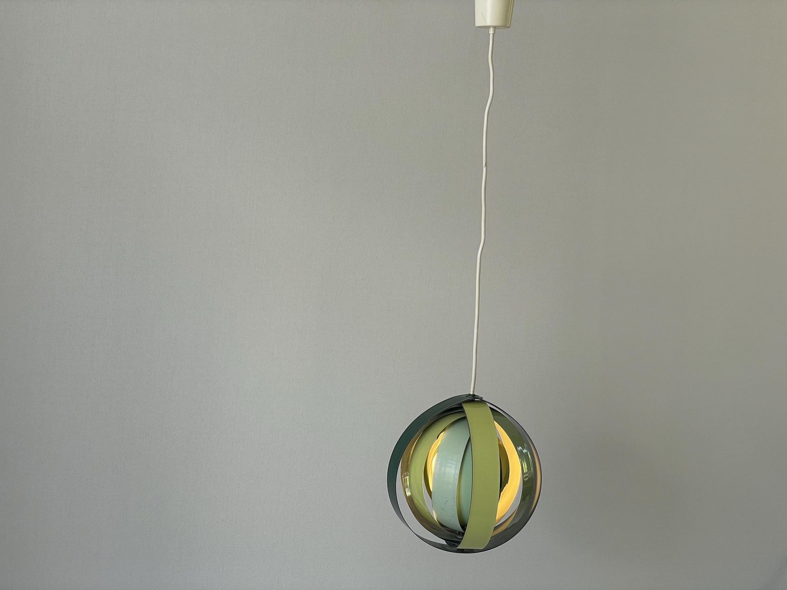 3 Tone Green Metal Pendant Lamp By Lamell Star Leuchten, 1960s, Germany photo Lighting
