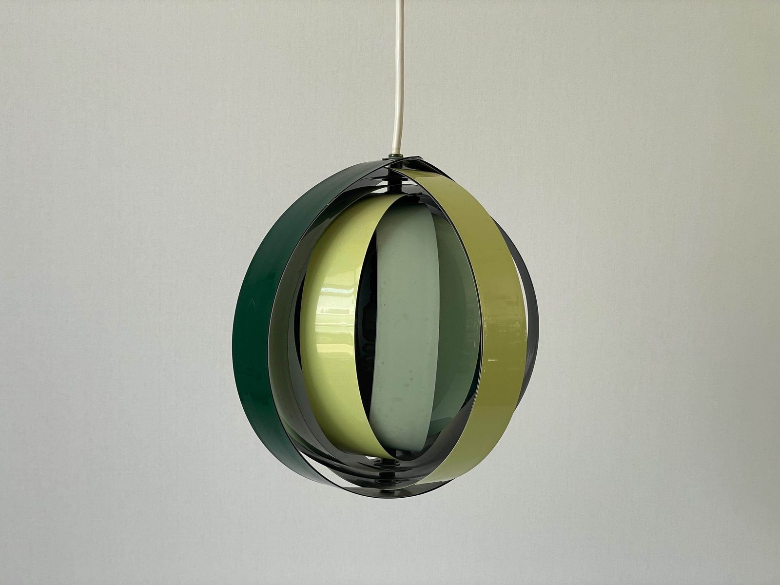3 Tone Green Metal Pendant Lamp By Lamell Star Leuchten, 1960s, Germany photo vintage