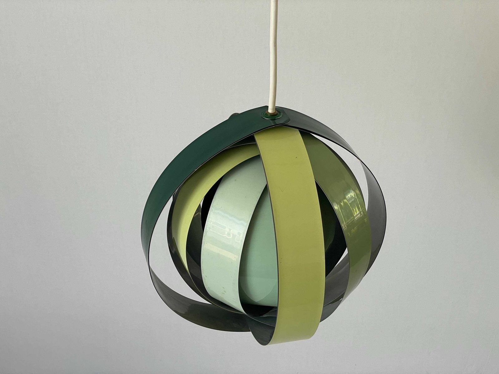 photo furniture 3 Tone Green Metal Pendant Lamp By Lamell Star Leuchten, 1960s, Germany