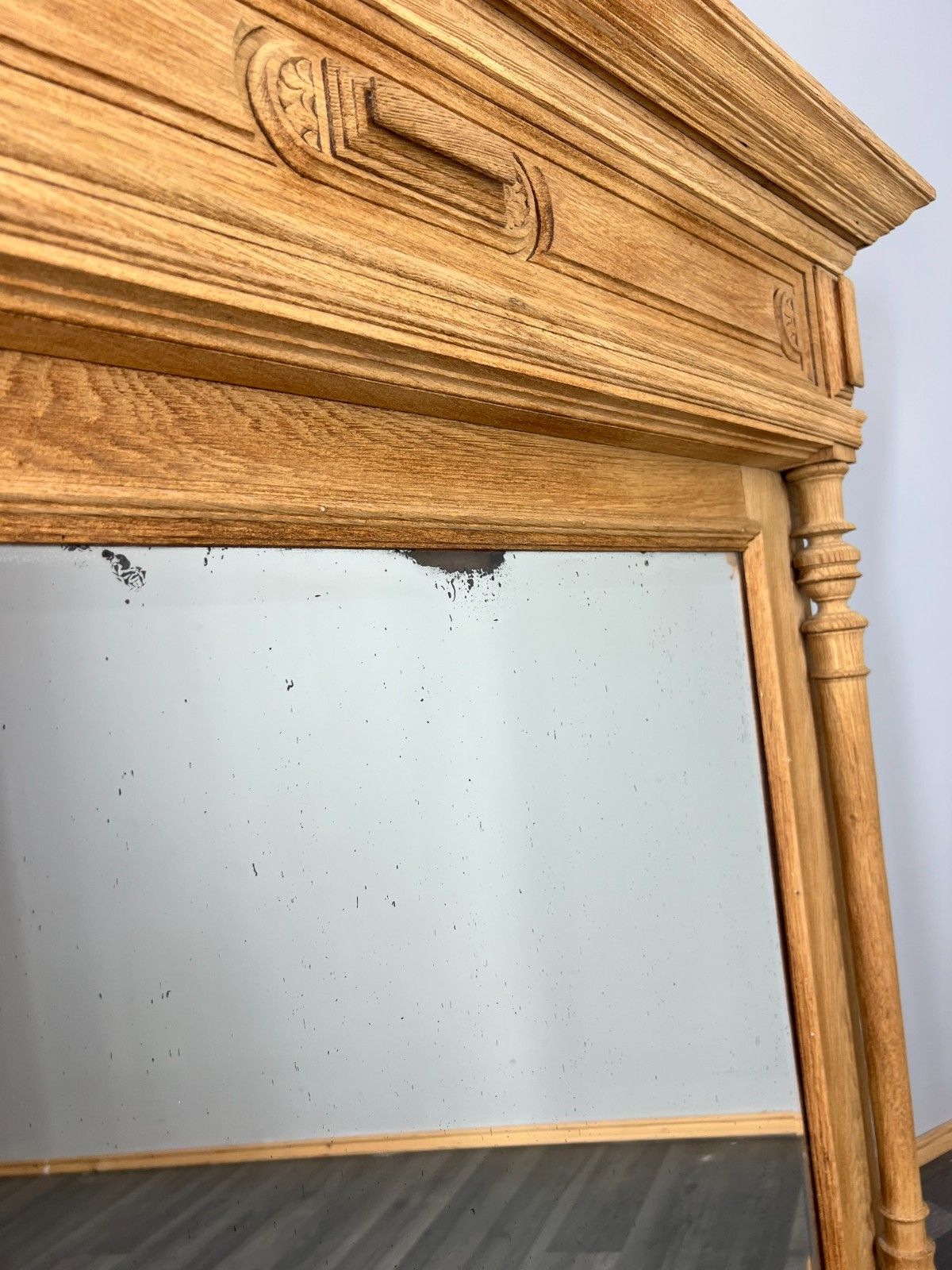 Wall Mirror Antique French Style Oak Carved Ornate Wall Frame Lot 4044 photo vintage