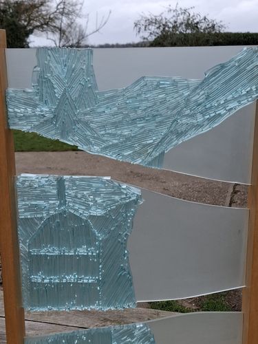Unique Modernist Fused Glass Panel Sculpture Male Torso On Oak Ooak photo for sale
