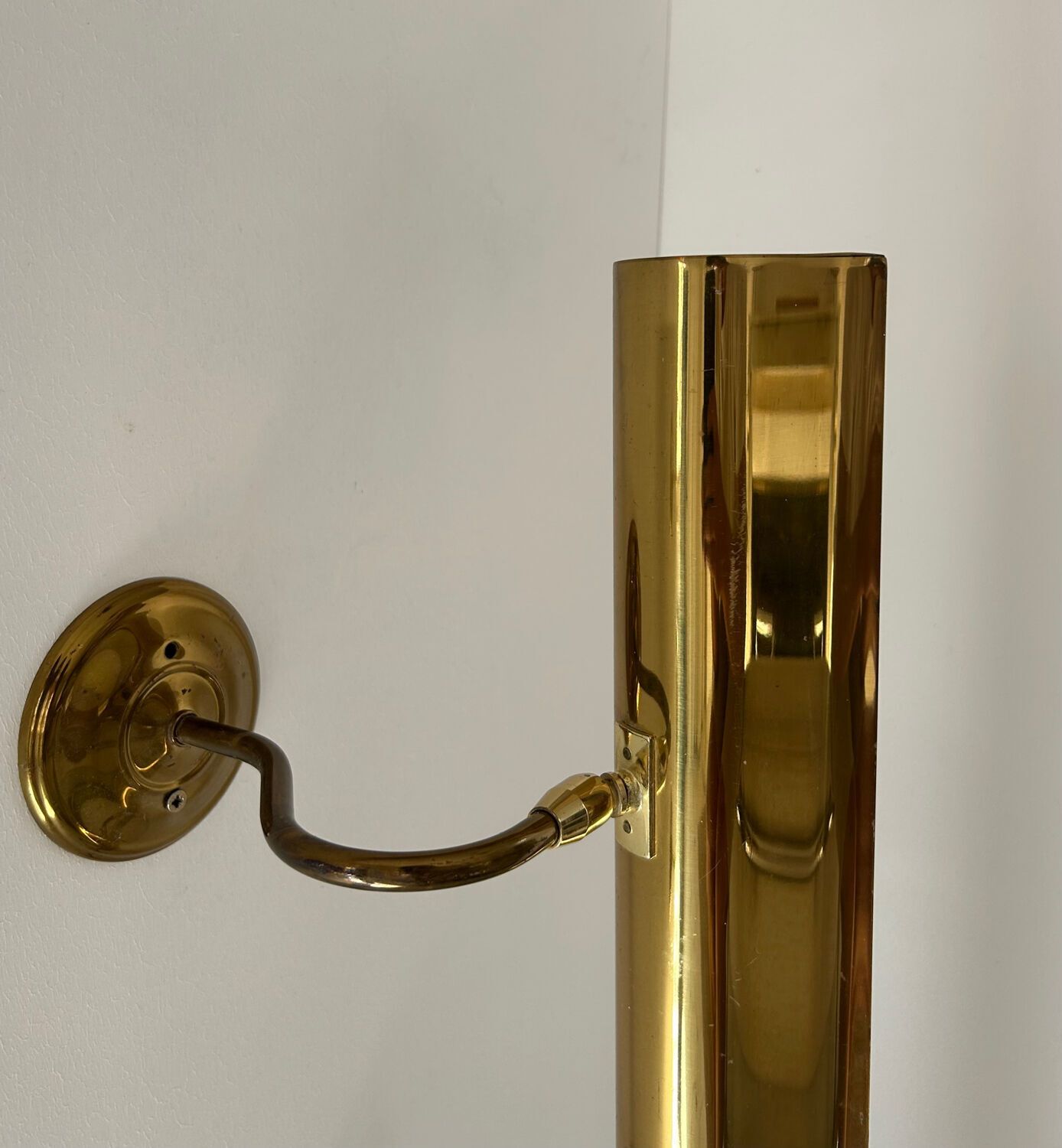 Pair Of Vintage Xl Adjustable Brass Wall Lights, France 1970 photo vinterior