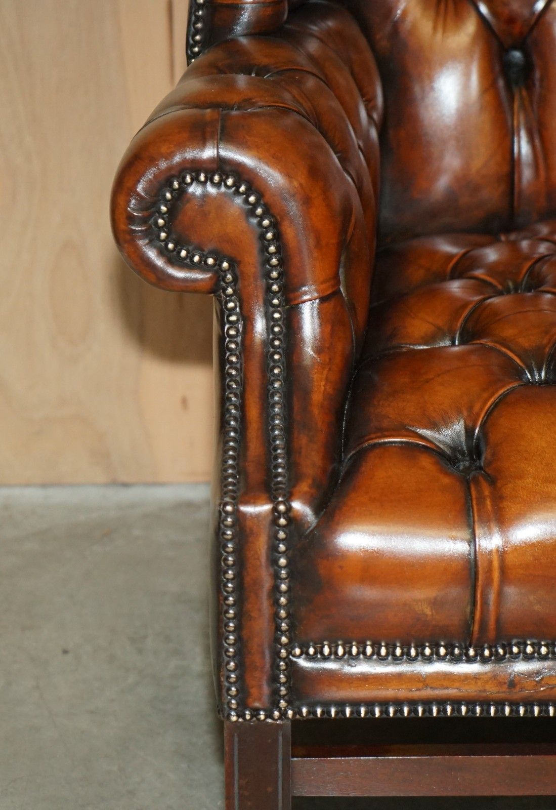 photo vinterior Pair Of Restored Georgian H Framed Chesterfield All Tufted Wingback Armchairs