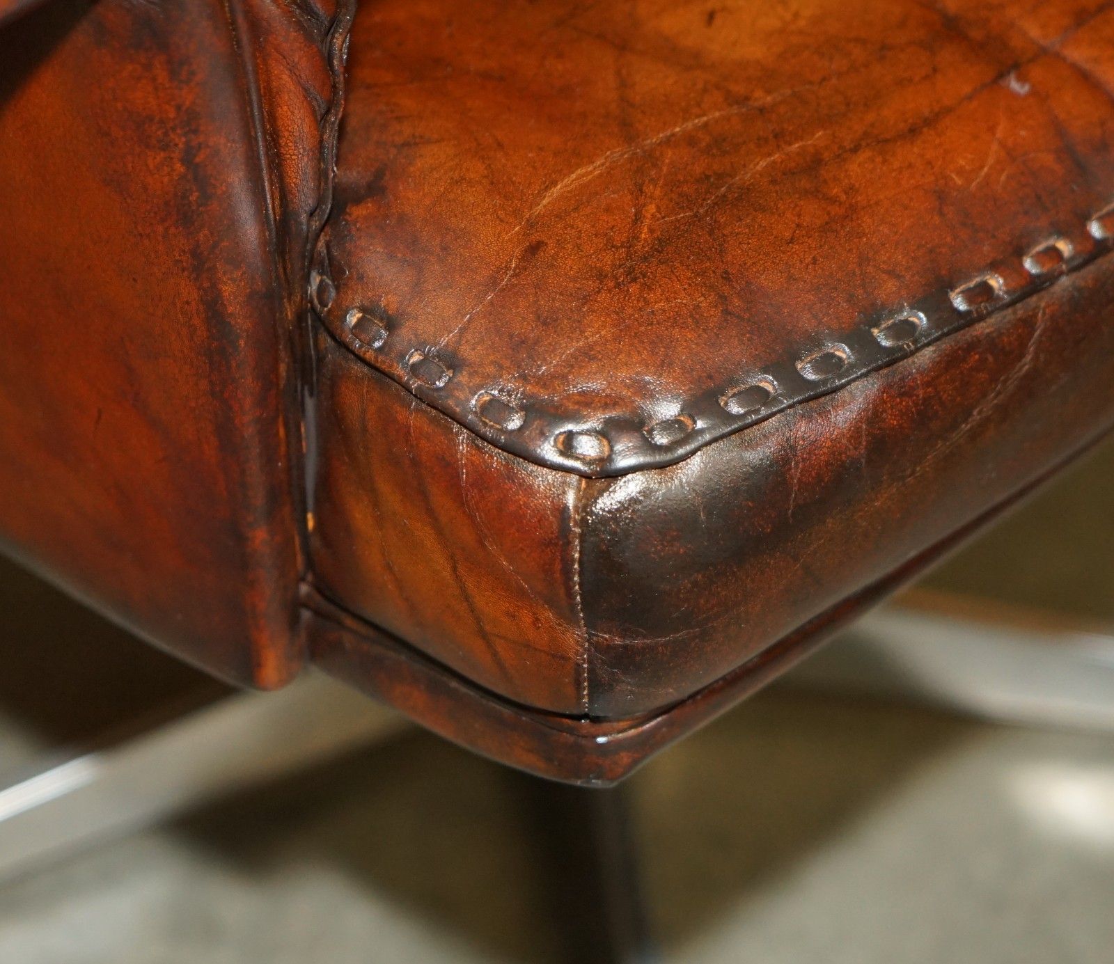 Furniture Restored Mid Century De Sede Ds35 Executive Swivel Captains Chair Brown Leather photo
