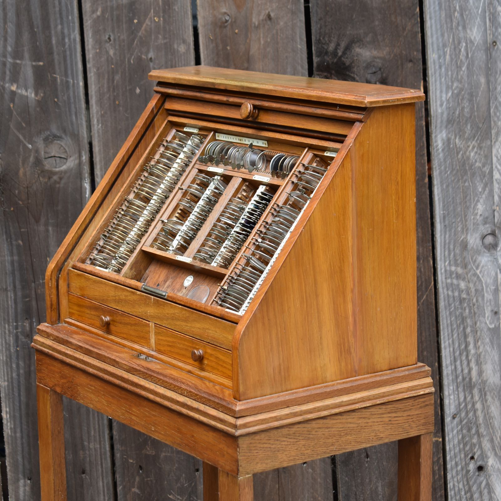 Antique 1900s Raphael's London Optometrist Opticians Tambour Fronted Oak Cabinet photo Furniture