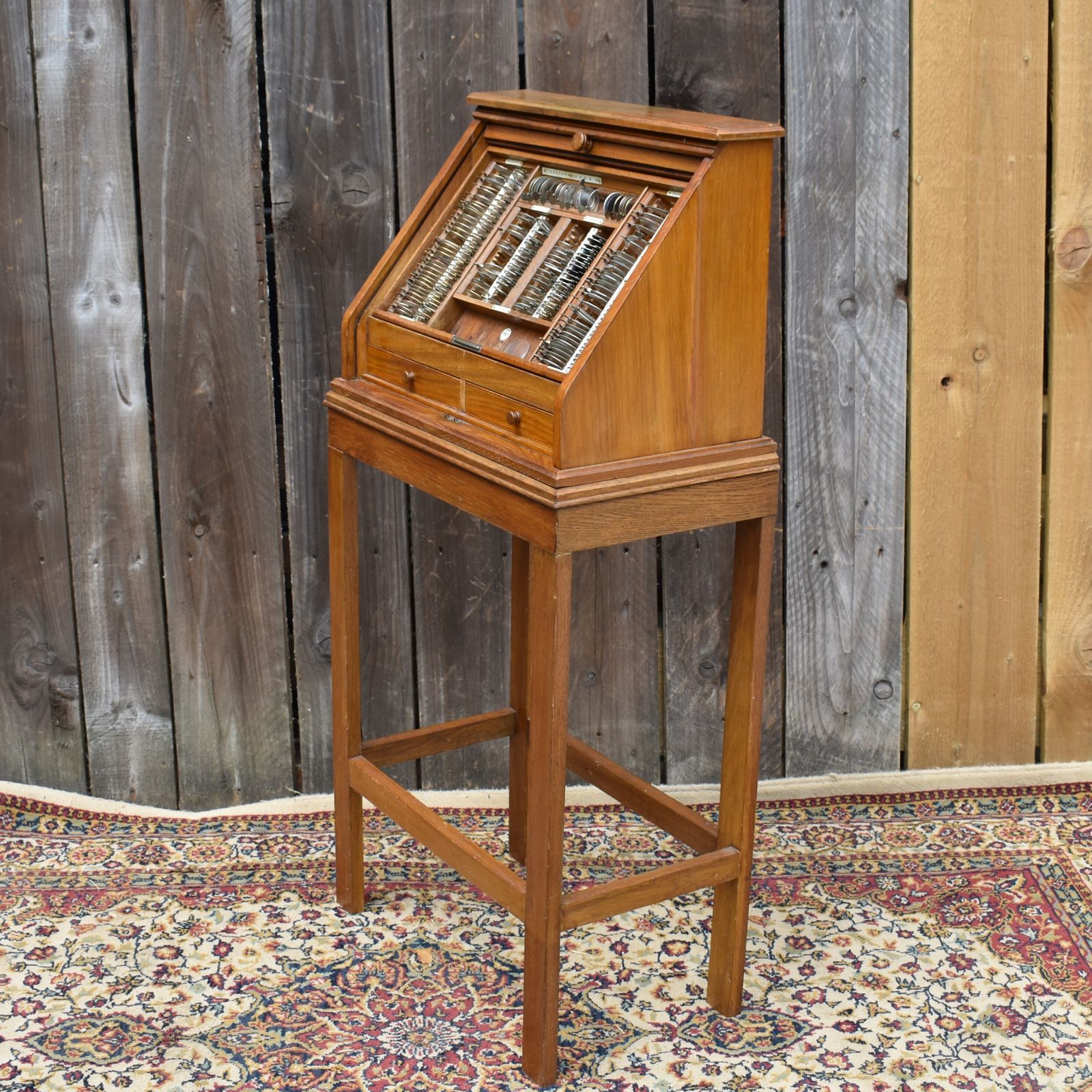 photo furniture Antique 1900s Raphael's London Optometrist Opticians Tambour Fronted Oak Cabinet