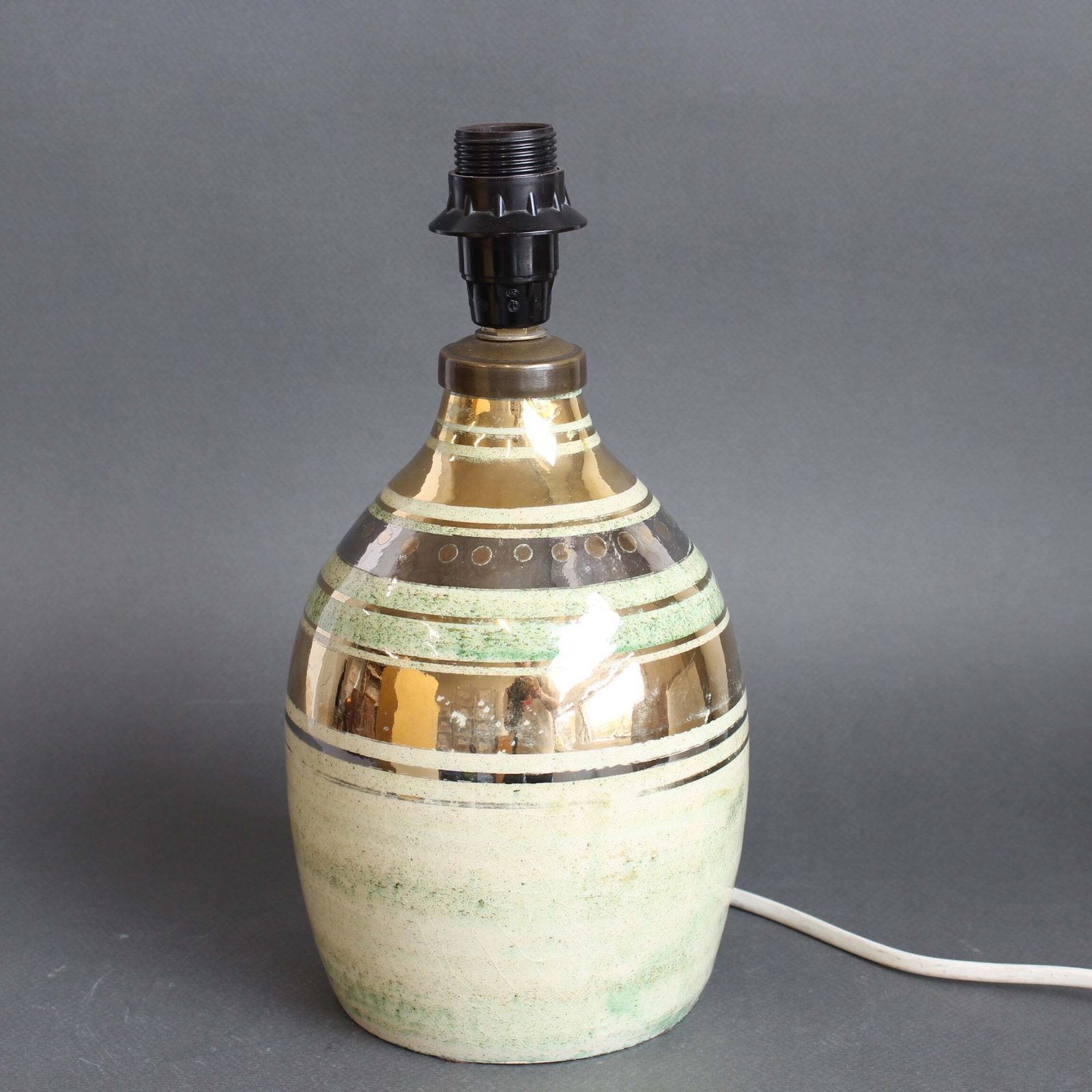 Vintage French Glazed Ceramic Table Lamp By Georges Pelletier For La Roue (Circa 1970s) photo for sale