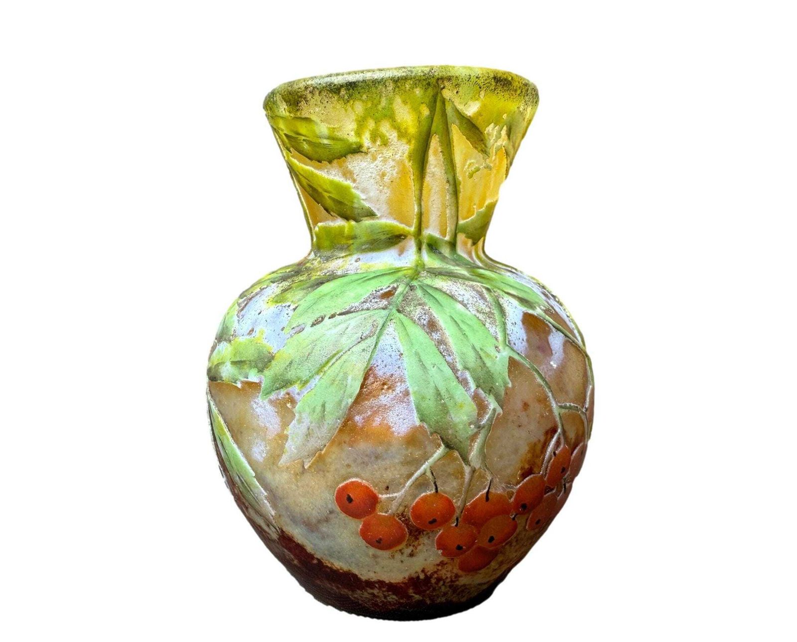 Daum Nancy Art Nouveau Vase, Bird Sorb Acid Decor Cameo Glass photo 3163.0