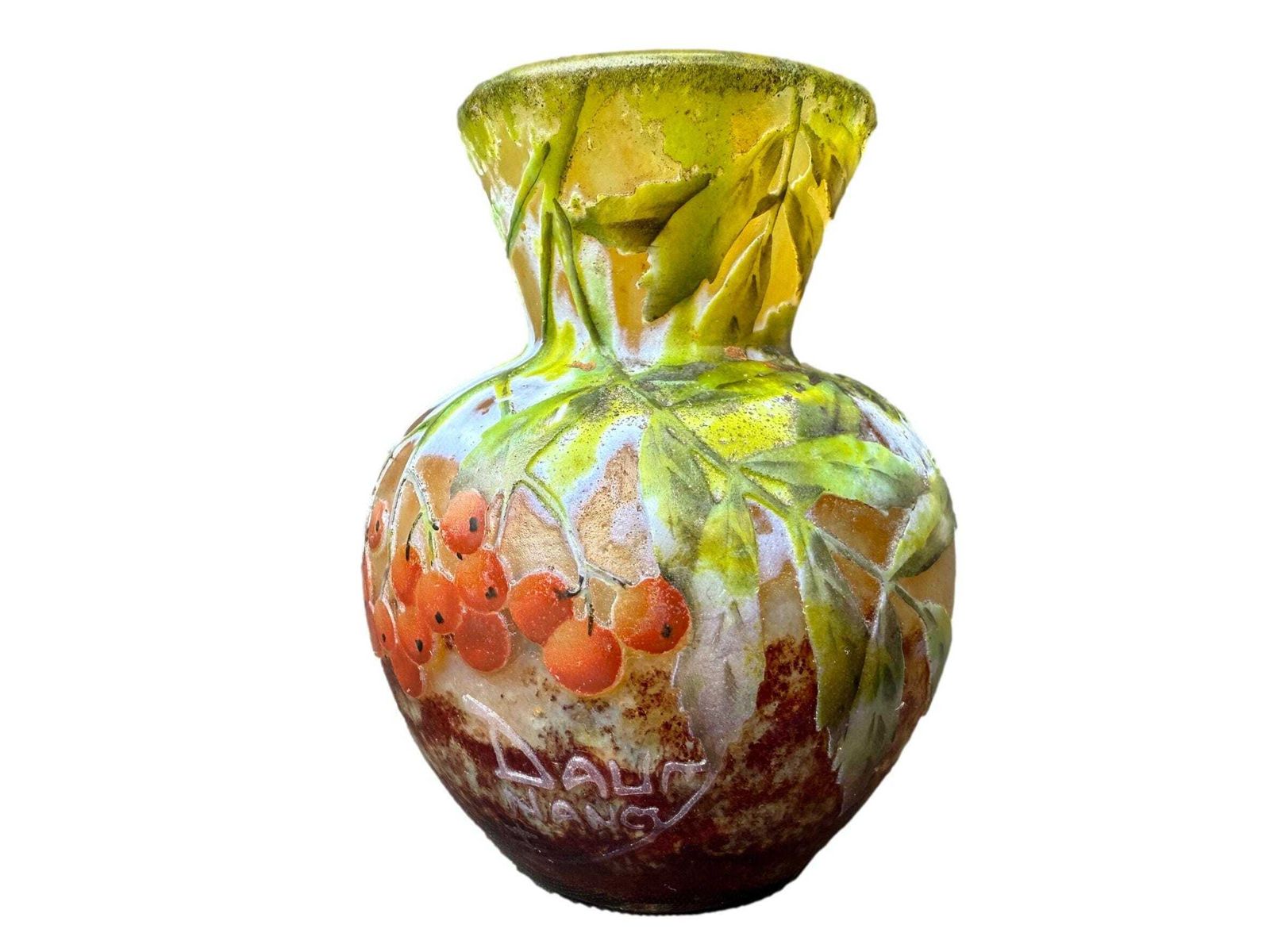 Daum Nancy Art Nouveau Vase, Bird Sorb Acid Decor Cameo Glass photo buy