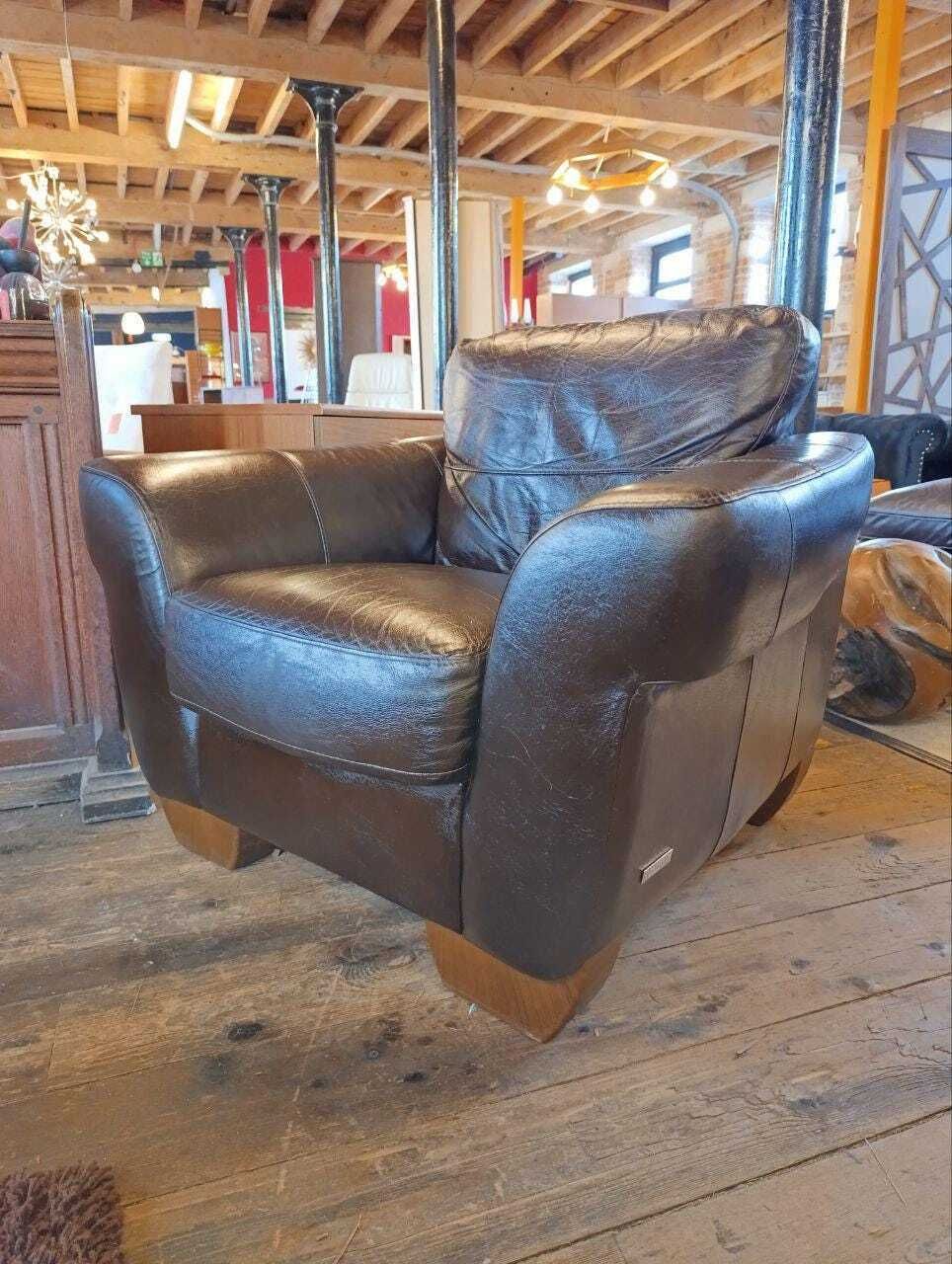 Stunning Vintage Sofitalia Leather Armchair   Chocolate Brown