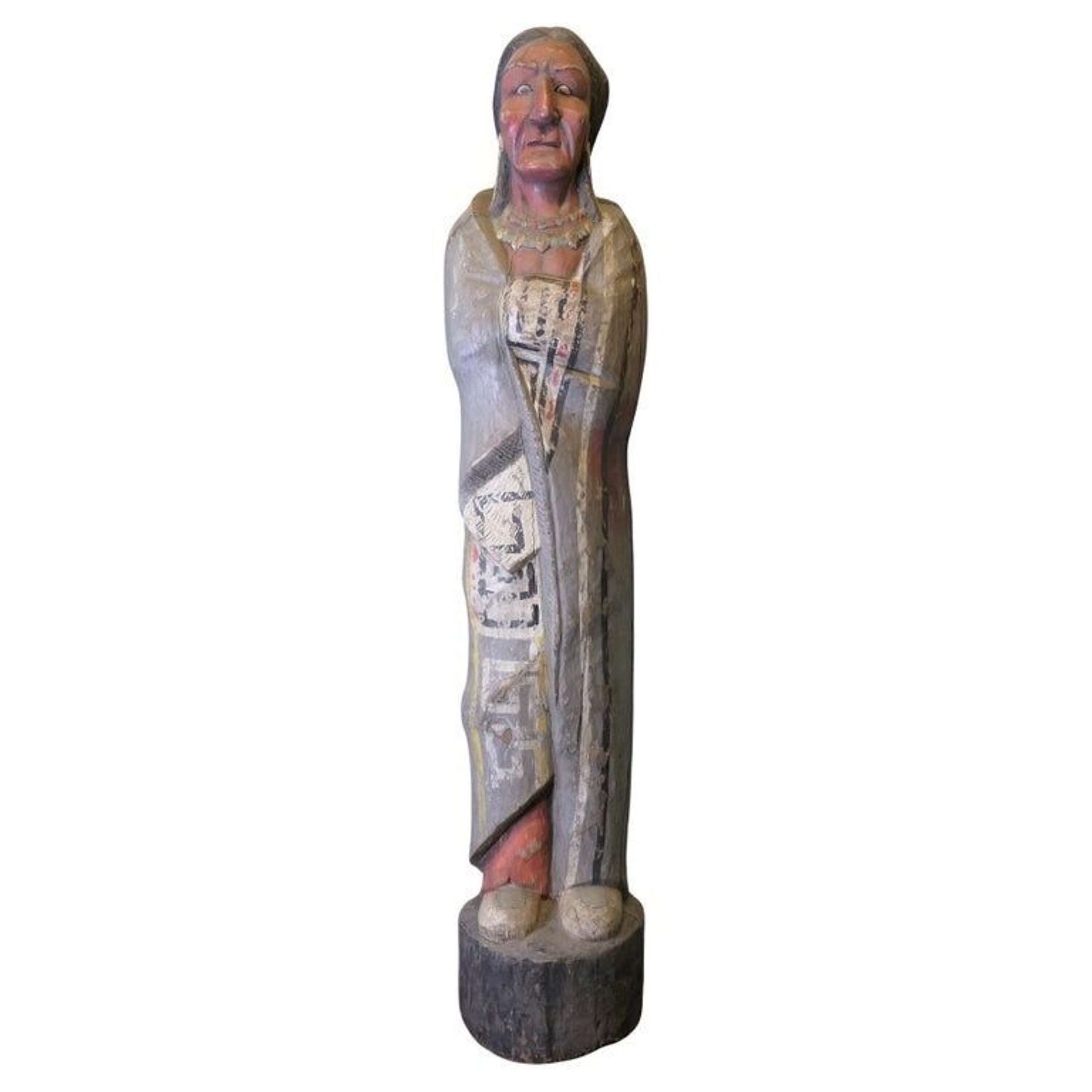 Large Carved Cigar Store Indian, Shop Trade Sign This Is A Very Rare Find, He Is A Full S