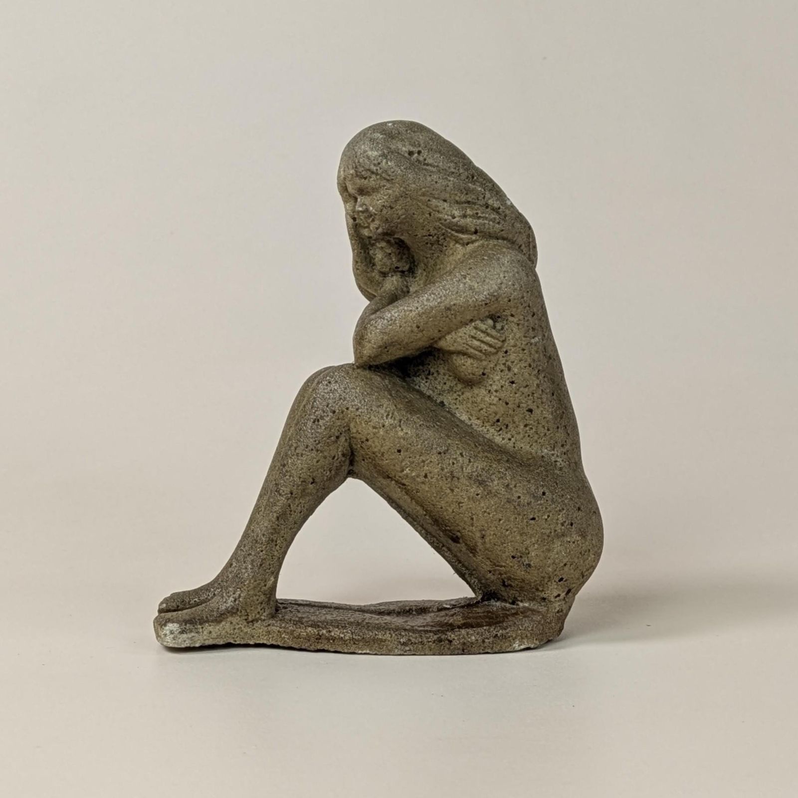 Vintage Nude Female Sculpture Art Rustic Home Decor Stone Finish Statue 1950s