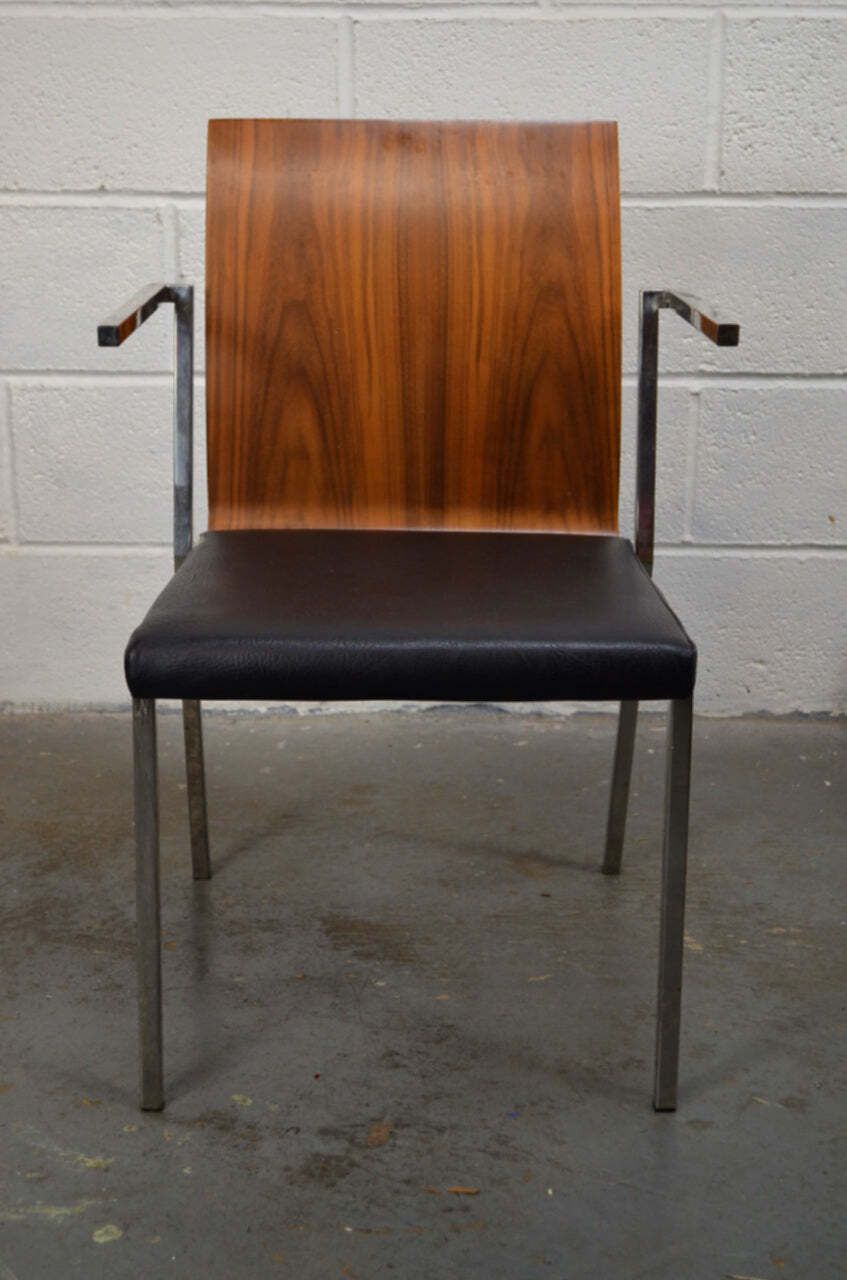 A Retro Chrome & Walnut Chair photo furniture