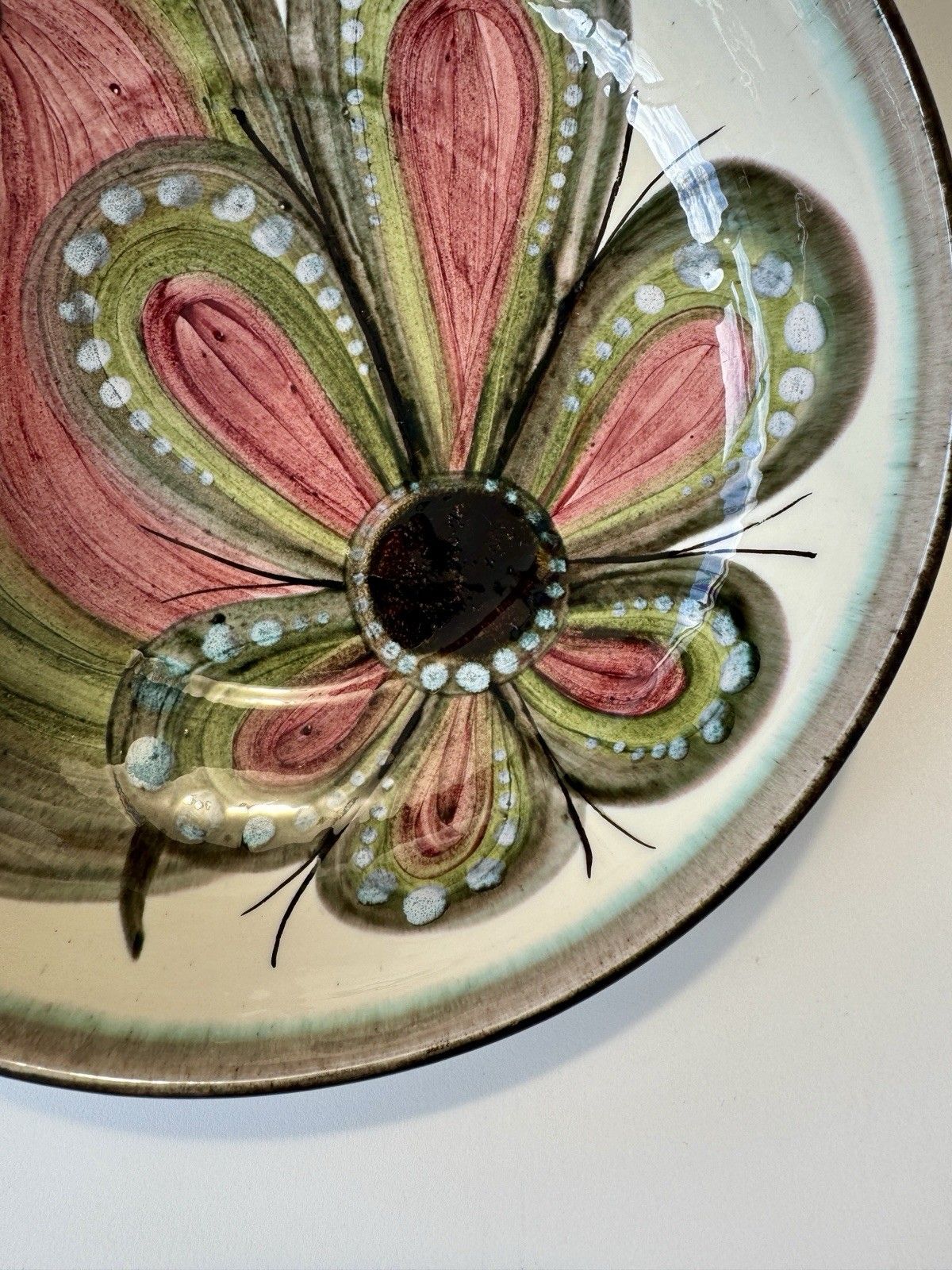 1960’s Willy Steinlin From St. Gallen, Ceramic Bowl With Flamboyant Bird Design photo for sale