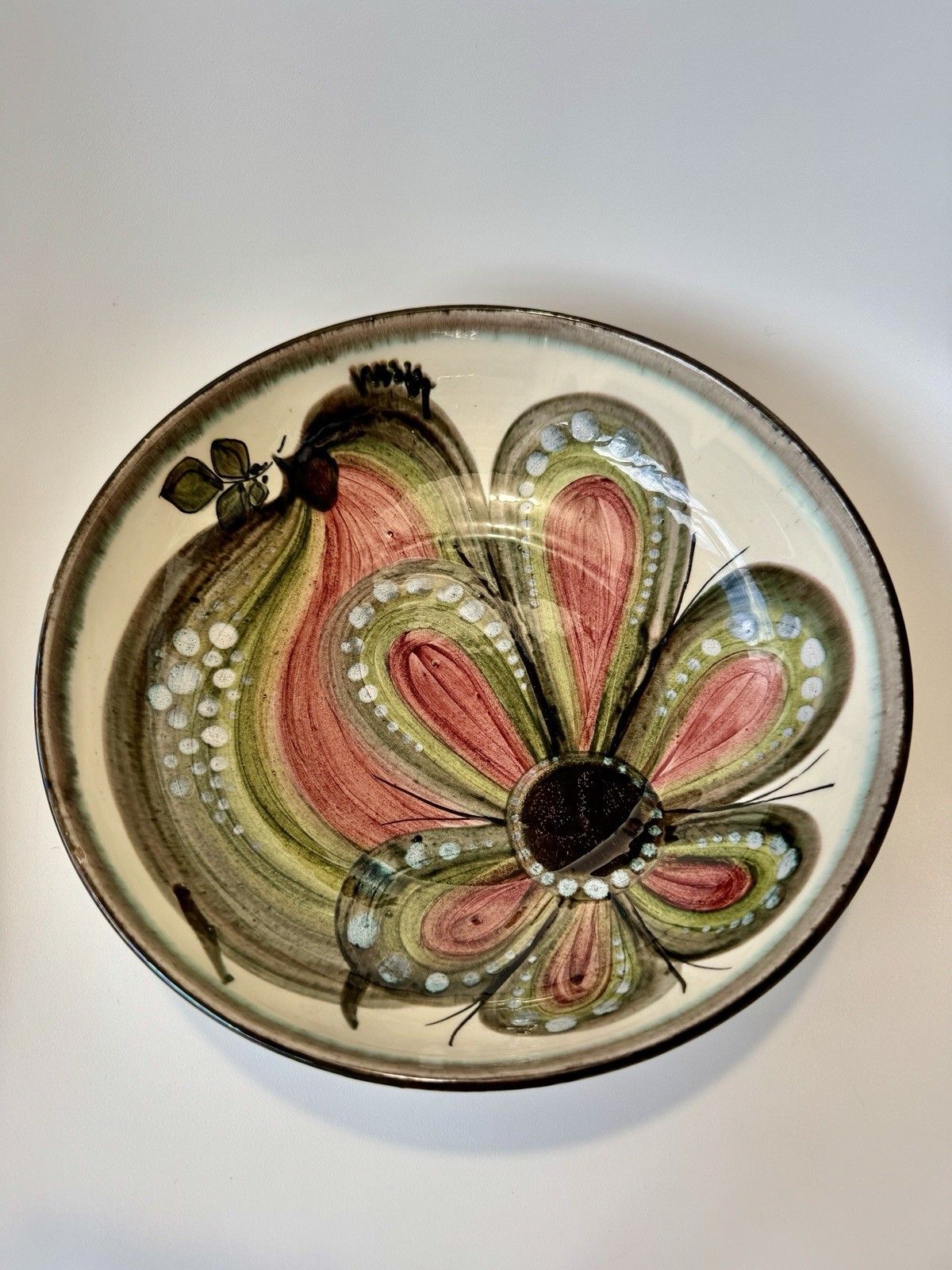 1960’s Willy Steinlin From St. Gallen, Ceramic Bowl With Flamboyant Bird Design photo Home Decor