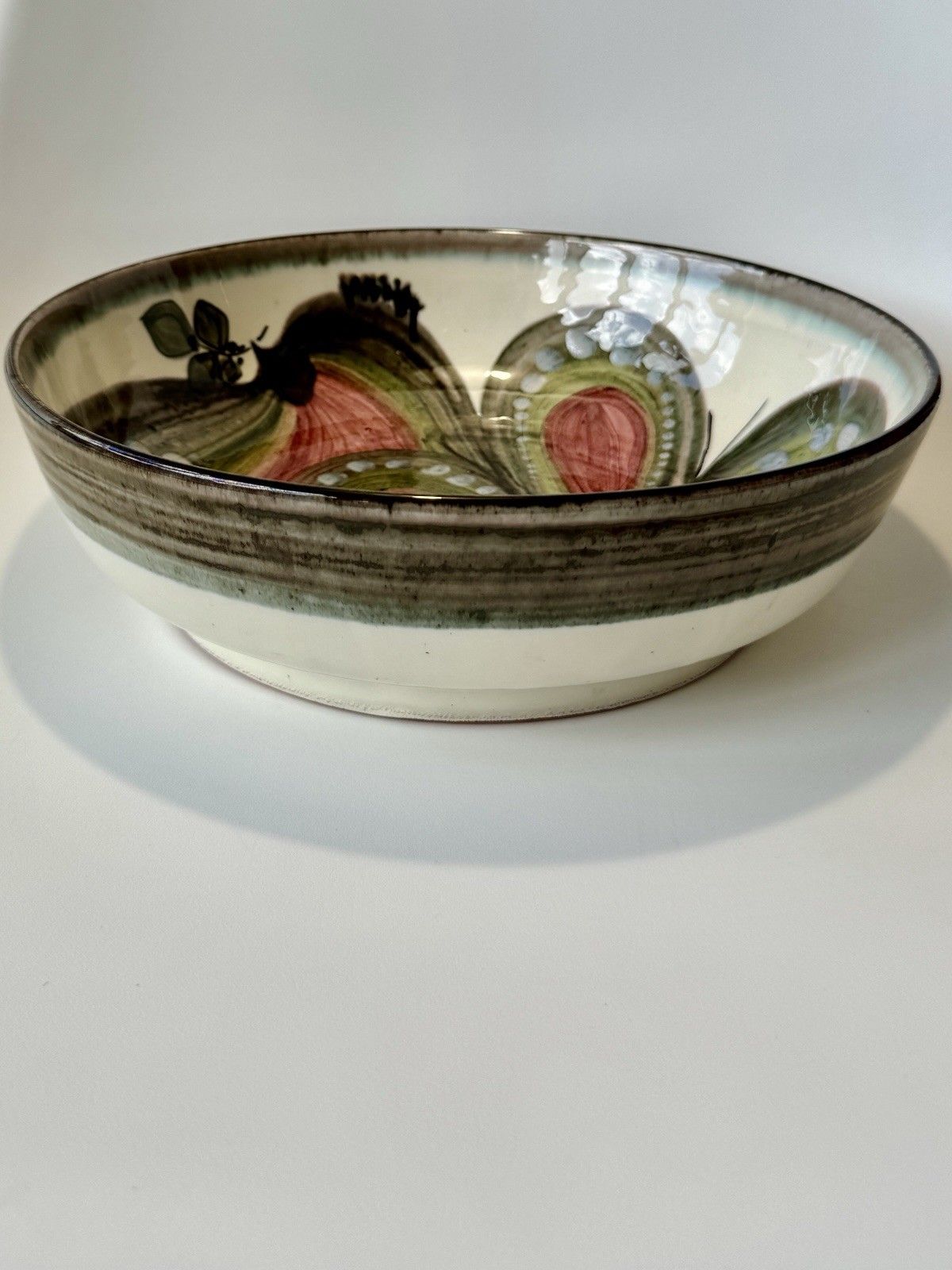 1960’s Willy Steinlin From St. Gallen, Ceramic Bowl With Flamboyant Bird Design photo vintage