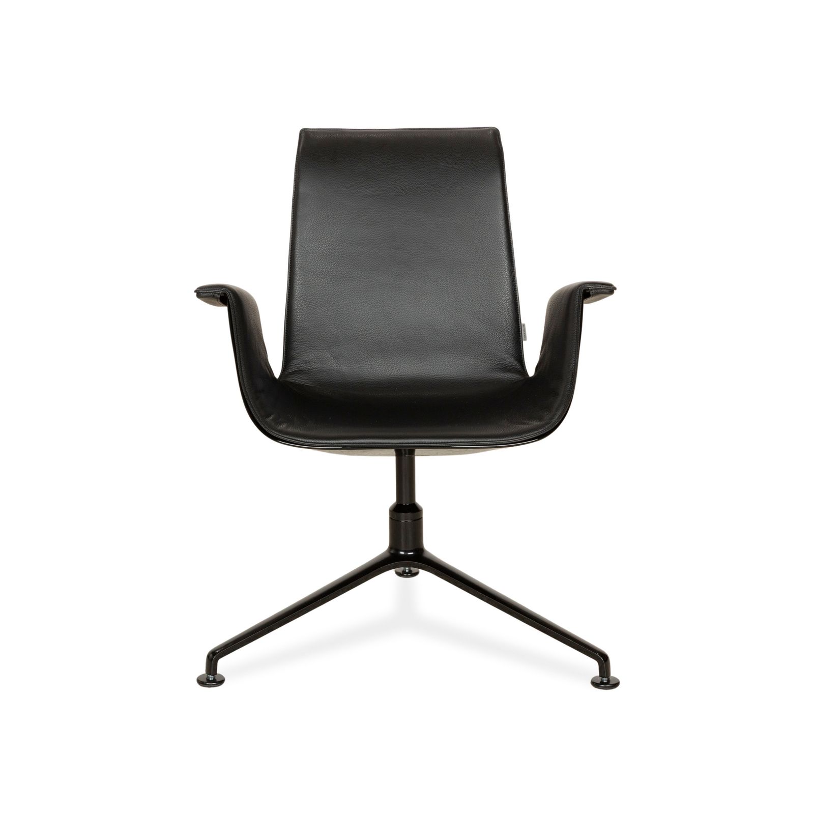 Furniture Walter Knoll Fk Black Leather Armchair Black Shell Swivel Function photo