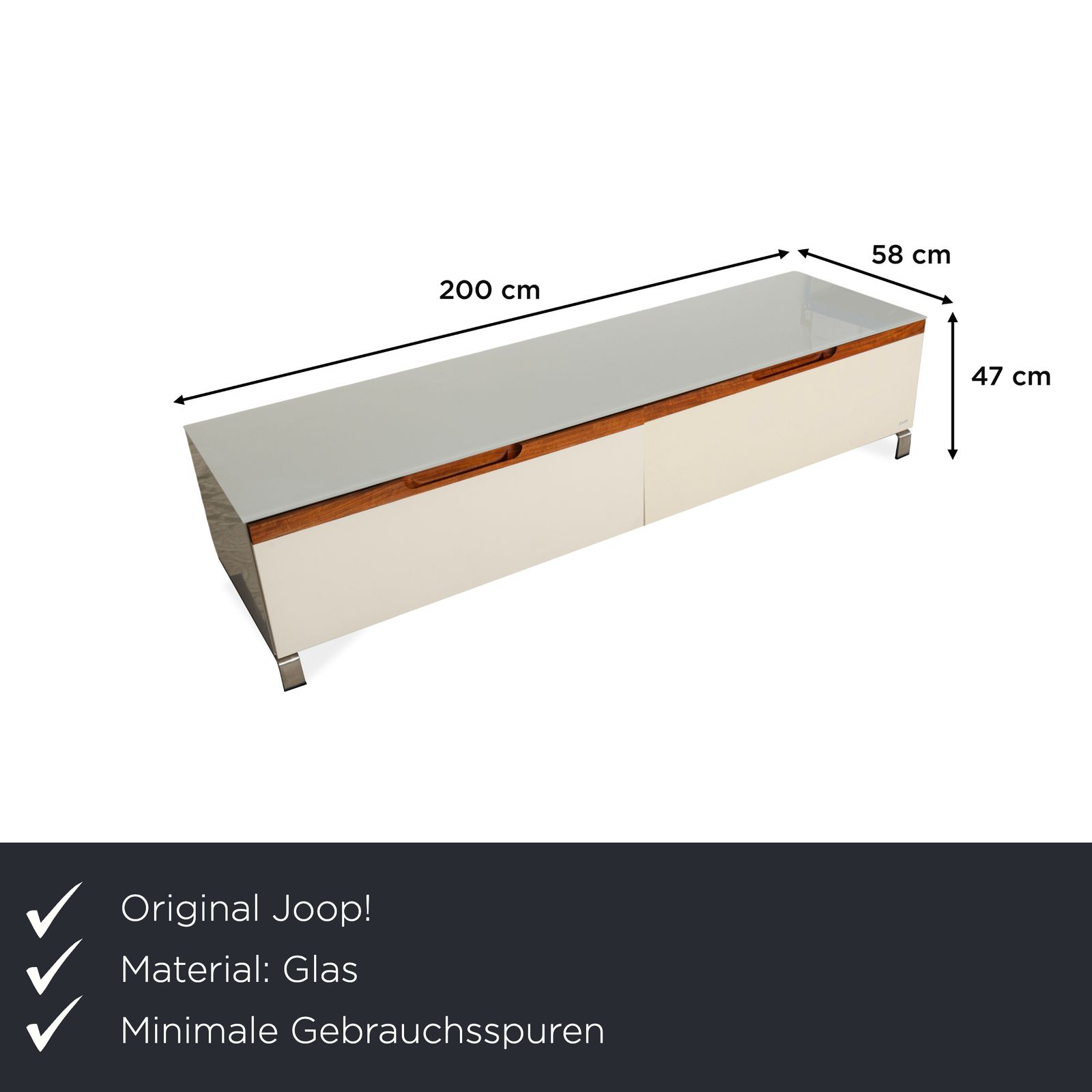 Enfilade Joop! en verre, blanc et brun, avec tiroirs photo furniture