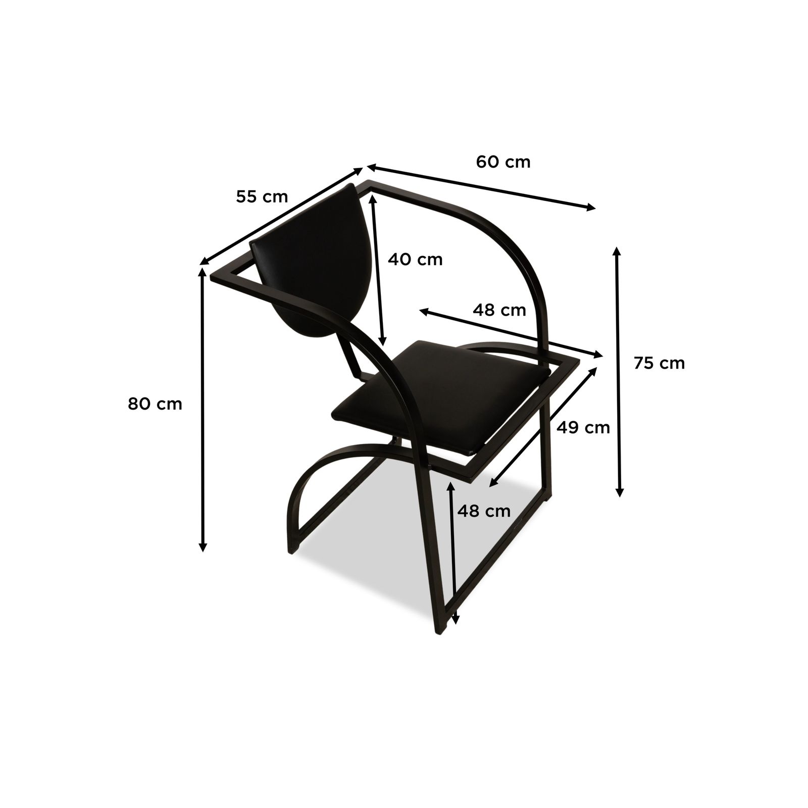 Lot de 6 chaises en cuir KFF Sinus, noires photo for sale