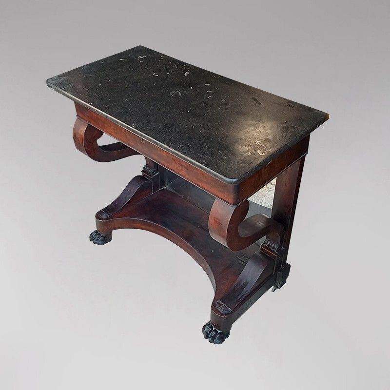Restoration Console On A Mahogany Mirror Background photo furniture