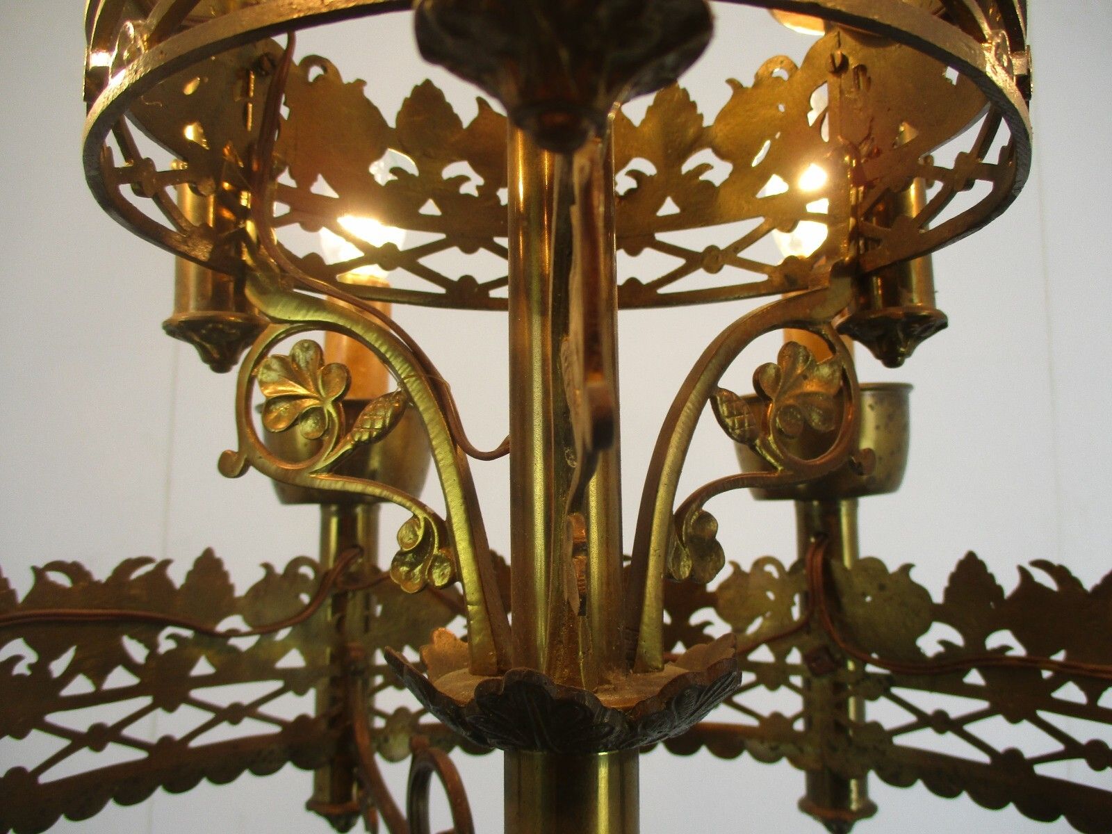 Gothic Ornate Brass 9 Arms Lights Chandelier Revival  Empire Impressive Antique photo Lighting