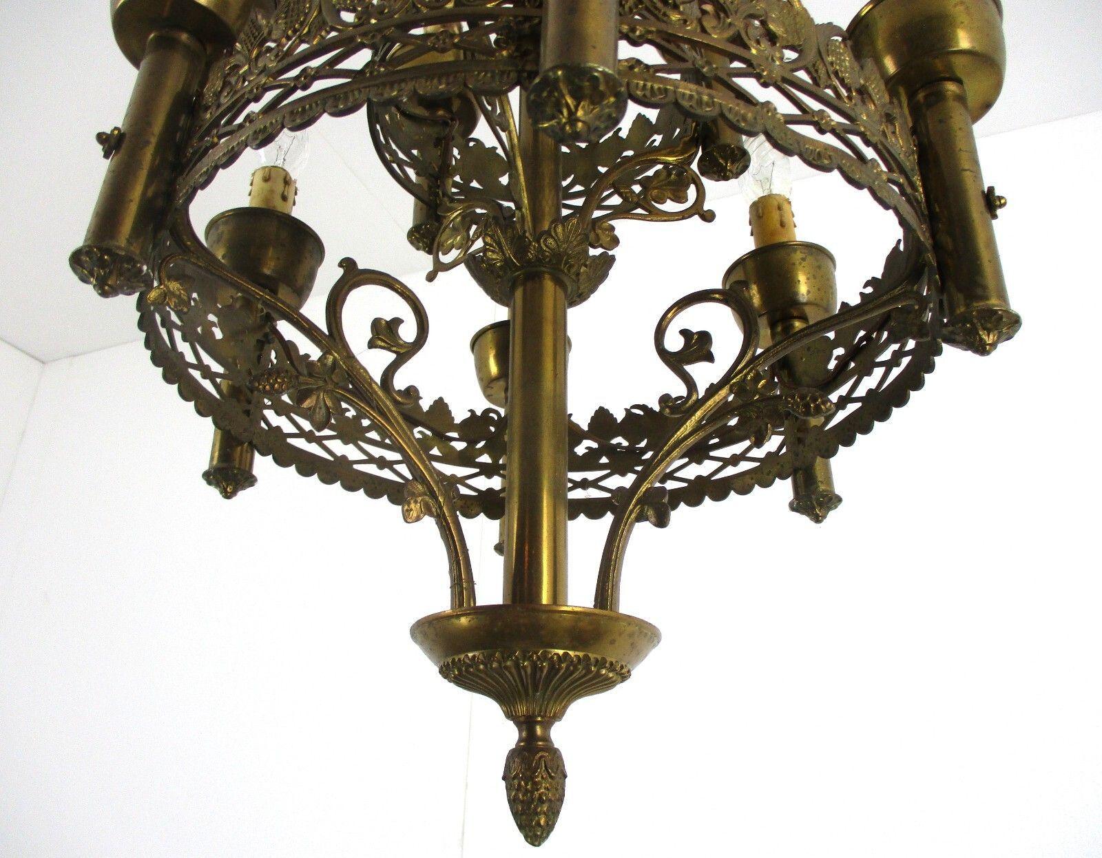 Gothic Ornate Brass 9 Arms Lights Chandelier Revival  Empire Impressive Antique photo 817.0