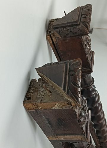Pair Of Wooden Ornate Reclaimed  Pillars Barley Twist Large  Antique Salvaged Ar photo buy