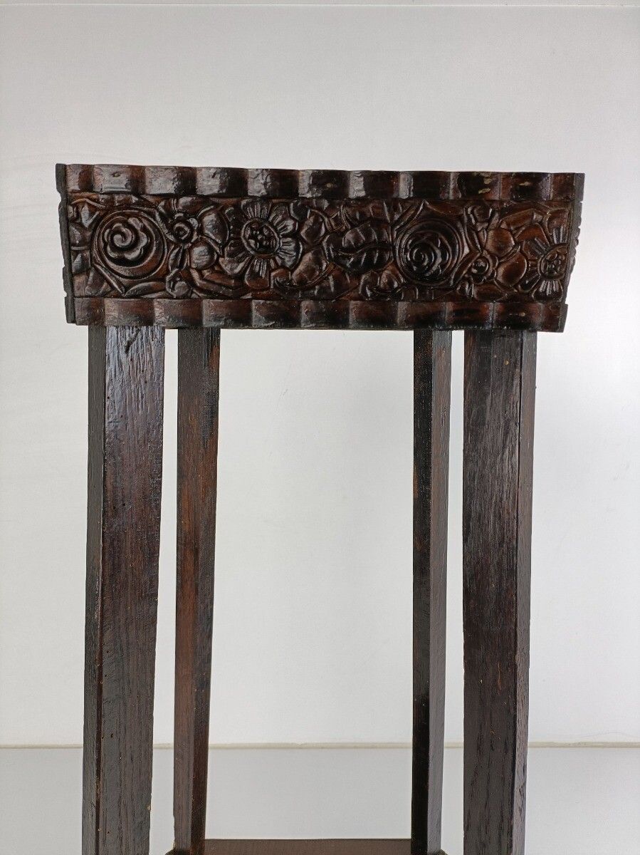 Art Nouveau Pedestal Side Table Plant Bonsai Stand Jugendstil Ornate Carved Wood photo Furniture