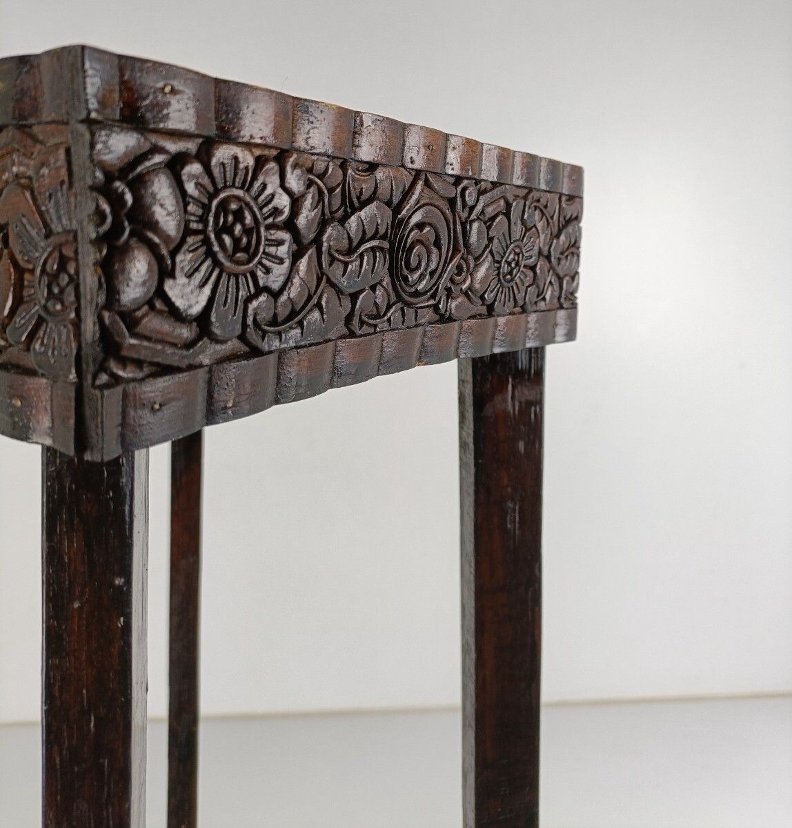 Art Nouveau Pedestal Side Table Plant Bonsai Stand Jugendstil Ornate Carved Wood photo vinterior