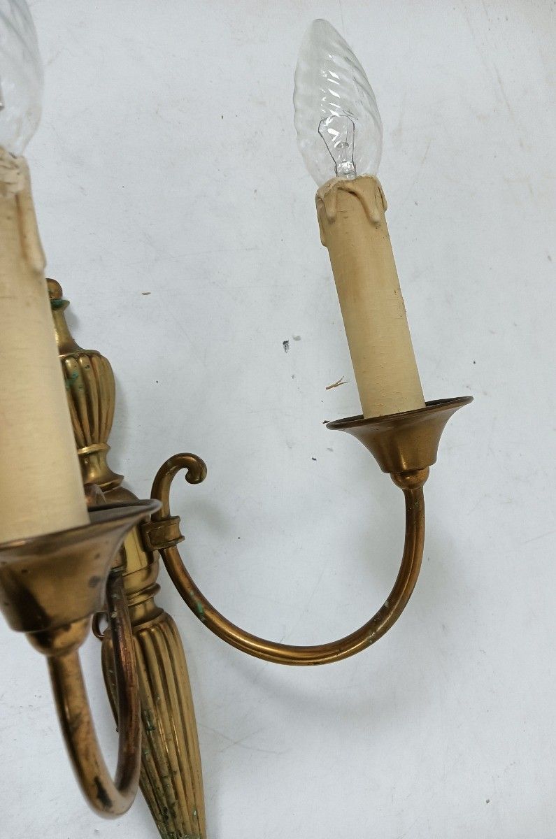 Set Of 4 Double Wall Sconces Light Wall Hanging Ornate Brass  French Empire Styl photo buy