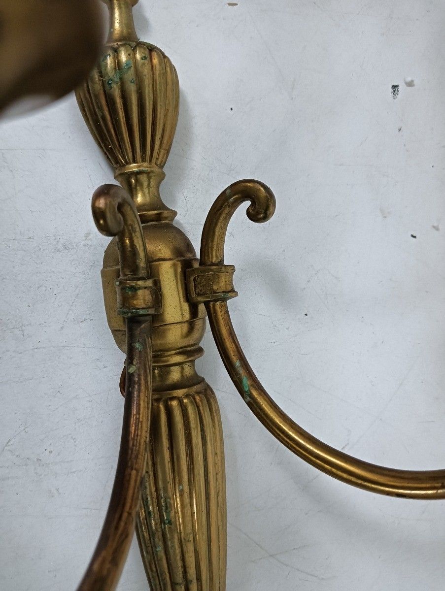Set Of 4 Double Wall Sconces Light Wall Hanging Ornate Brass  French Empire Styl photo vintage