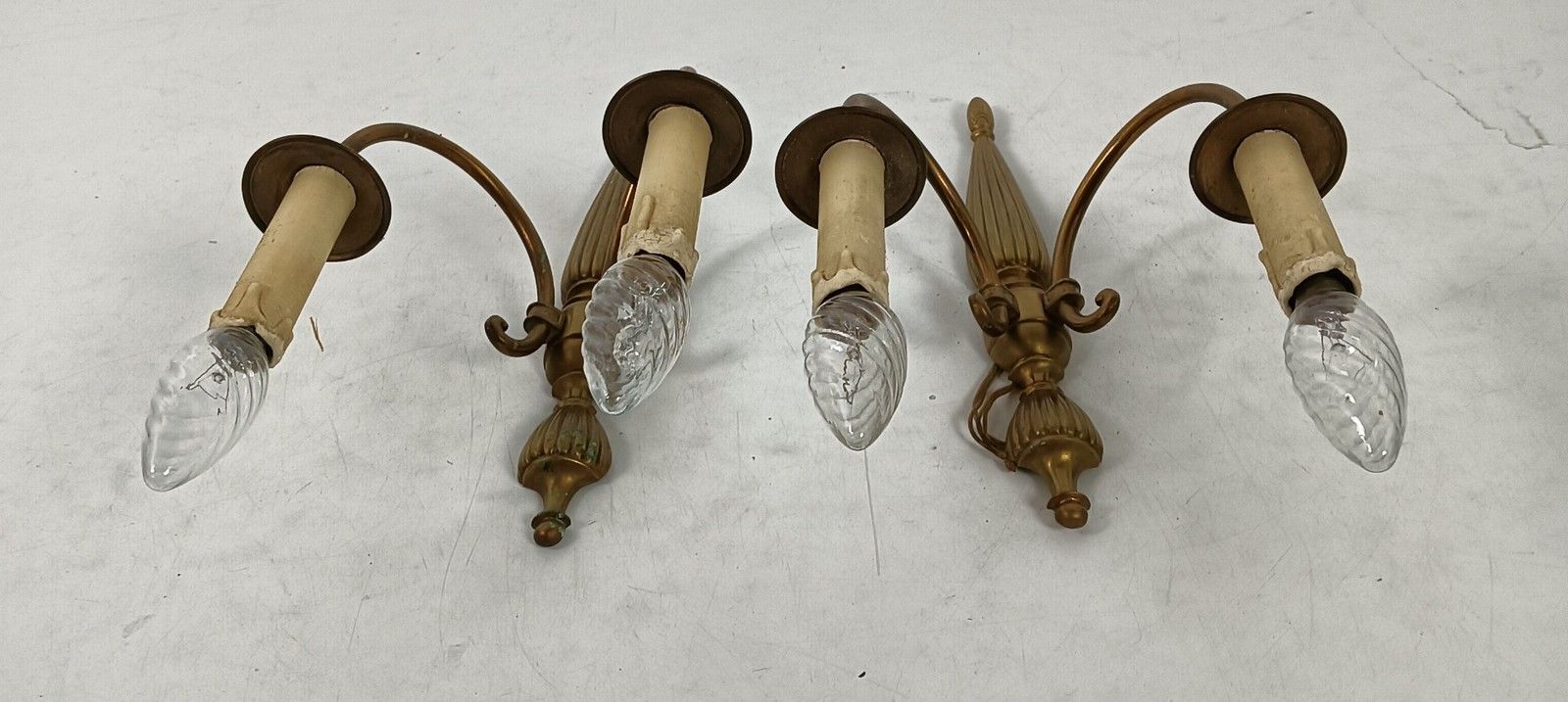 Lighting Set Of 4 Double Wall Sconces Light Wall Hanging Ornate Brass  French Empire Styl photo