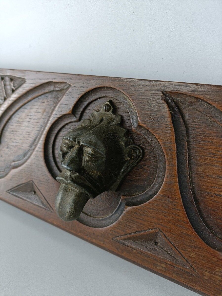 Antique Gargoyle Pair Corbels Hand Carved Wood  Architectural Reclaimed Trims Pa photo vintage