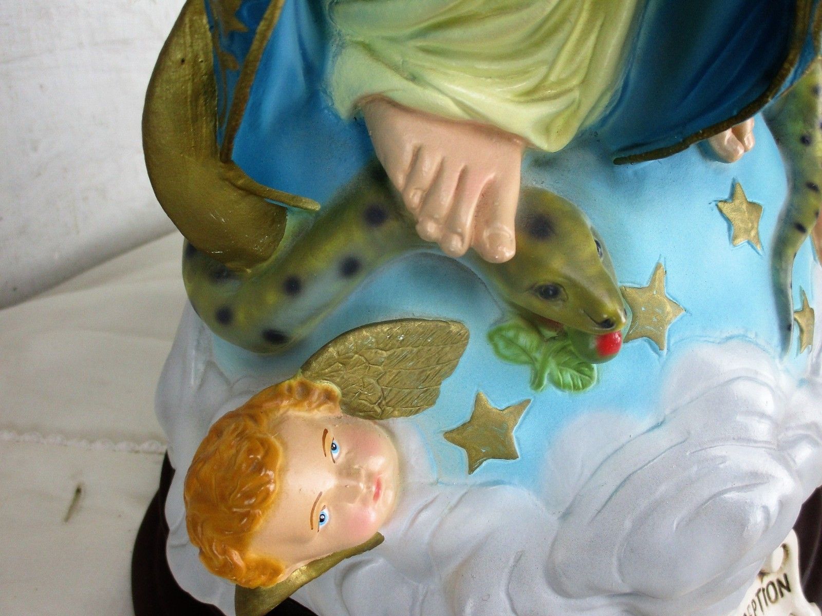 Xl Statue Our Lady Of Immaculate Conception Treading On Snake Polychrome 26.37" photo 353.0