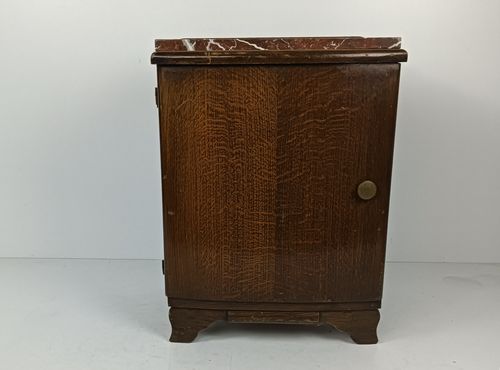 Art Deco Antique Nightstand End Table Wood Marble Top Cabinet Stylish photo vinterior