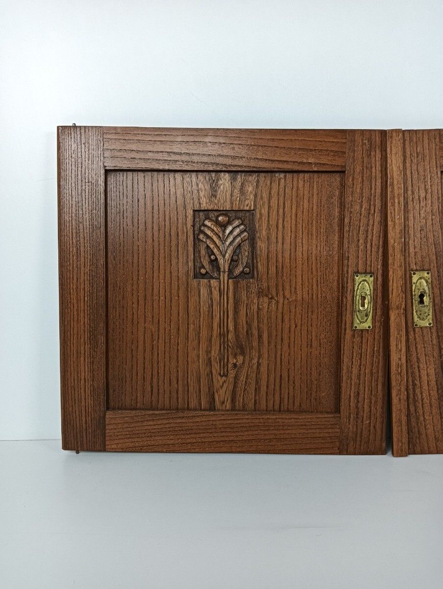 Antique  Art Deco Door Panels Couple  Hand Carved Architectural Salvaged Reclaim photo vinterior