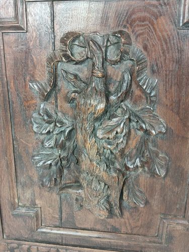 Pair Antique French Hand Carved Wood Door Panels Reclaimed Architectural Herons photo Home Fixtures