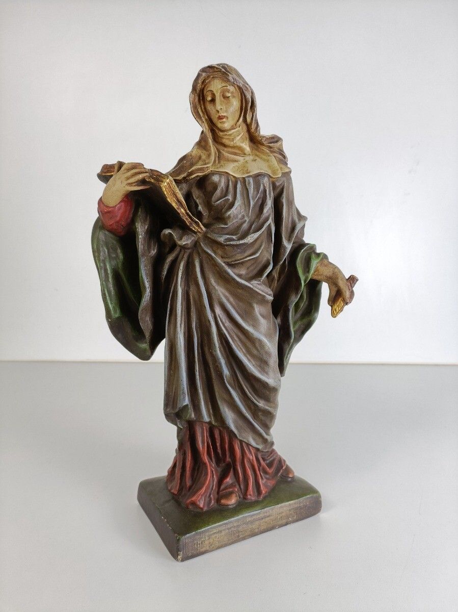 Gorgeous Statue Plaster Saint Margaret Queen Of Scotland Collector Htf photo furniture