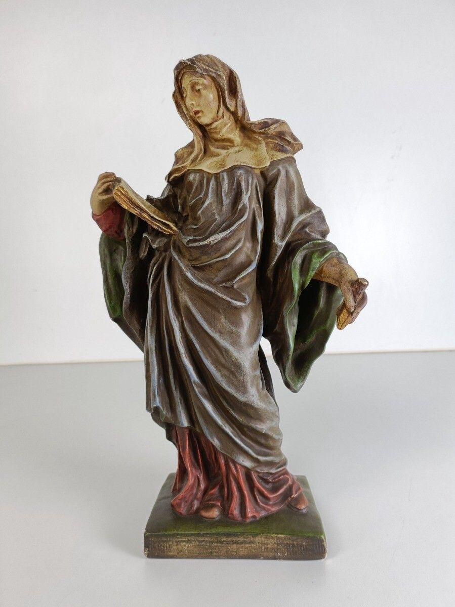 Gorgeous Statue Plaster Saint Margaret Queen Of Scotland Collector Htf photo for sale