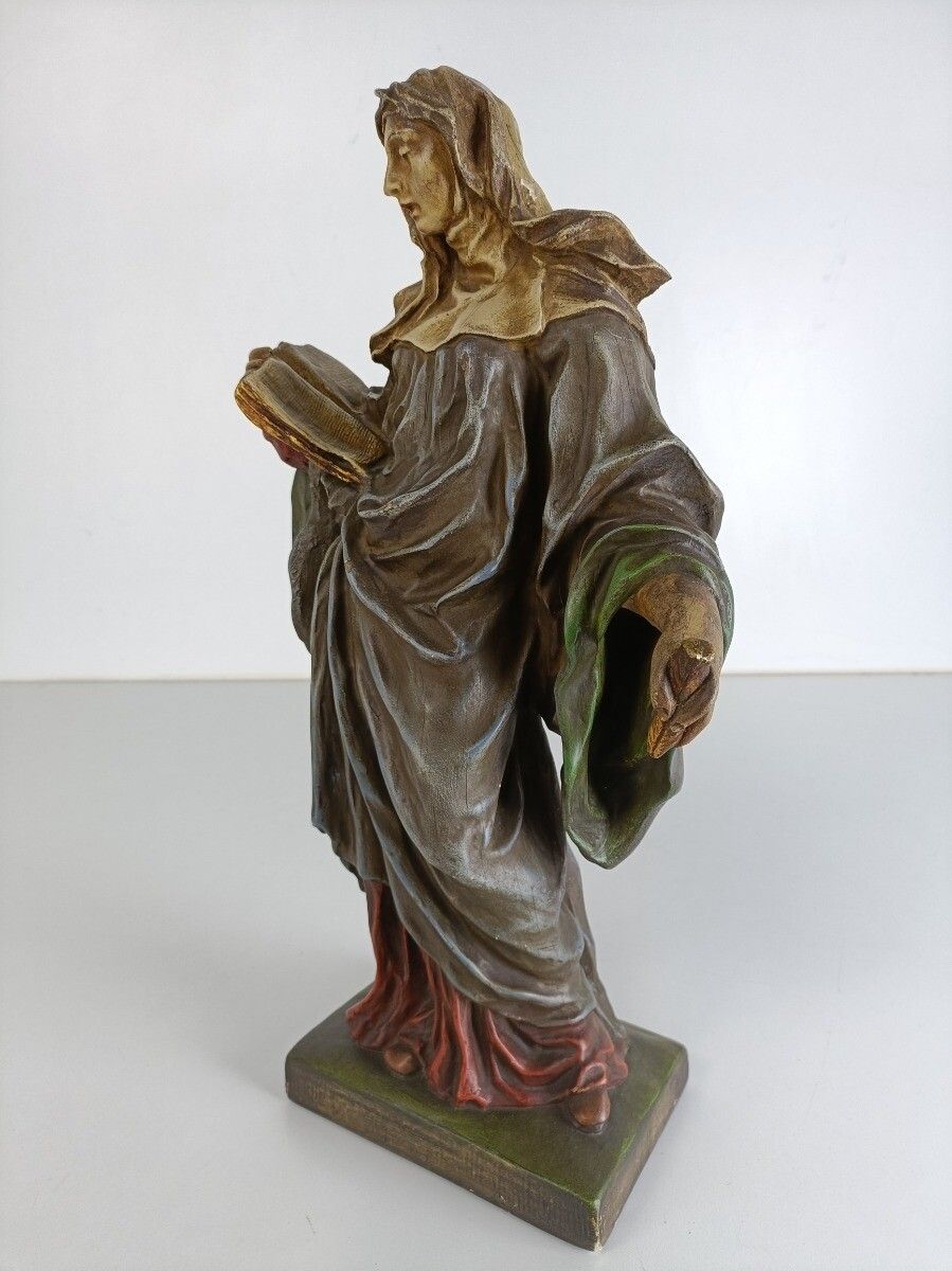 Gorgeous Statue Plaster Saint Margaret Queen Of Scotland Collector Htf photo Art