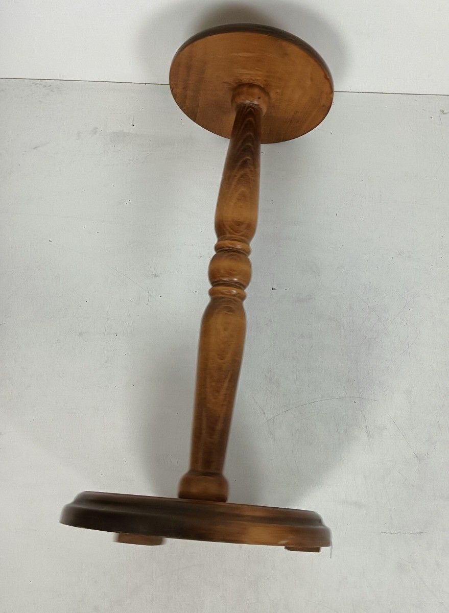 Tall Pedestal Carved Wood Vintage Plant Stand Side Bonsai Table Barn Style photo Furniture