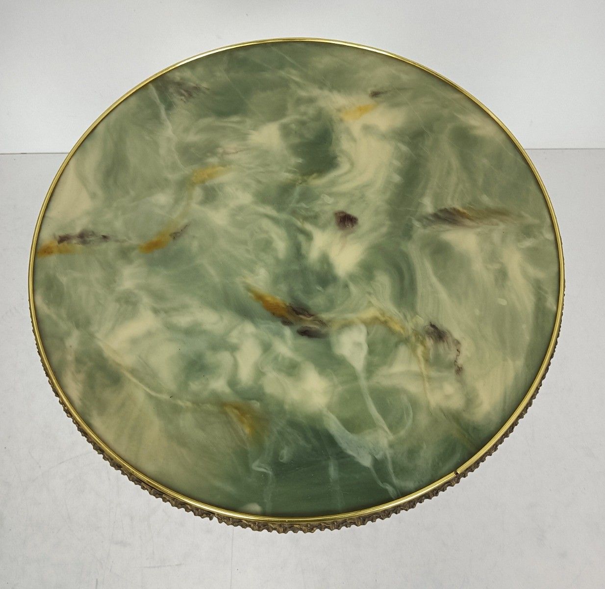 Side Occasional Table Ornate Brass Faux Marble Pedestal Plant Stand Hollywood Re photo 202.0
