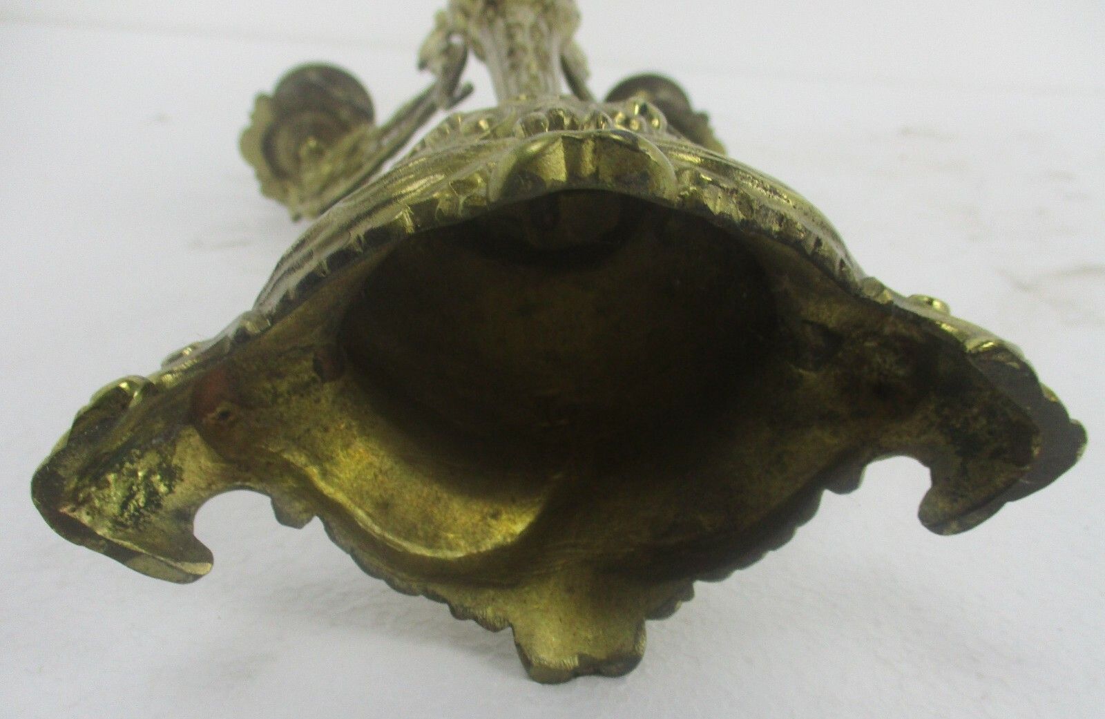 Gothic Brass Ornate Embossed Candle Holder Stick Candelabra 5 Arm Faces photo vinterior