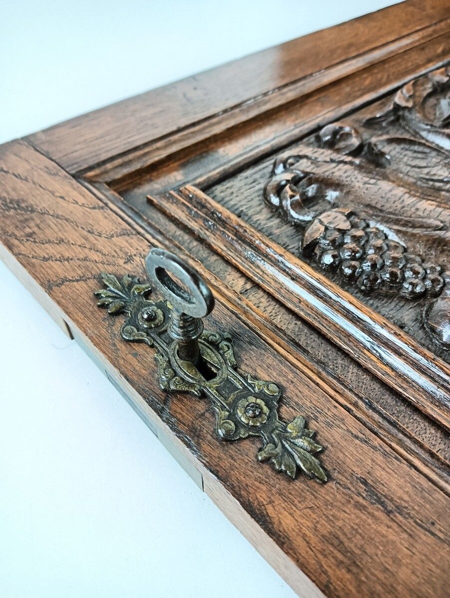 Pair Antique Door Panels Carved Wood Ornate Birds Of Paradise Architectural Recl photo vintage